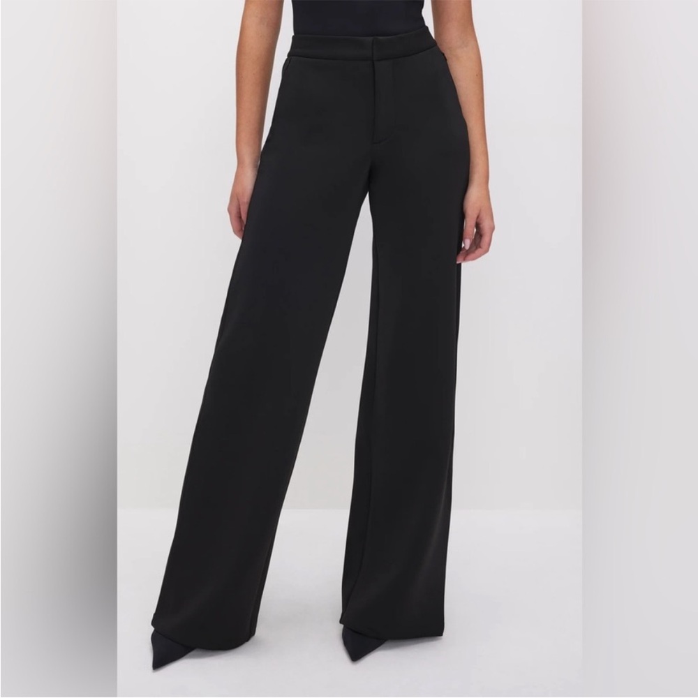 Good American Scuba Wide Leg Trousers in Black